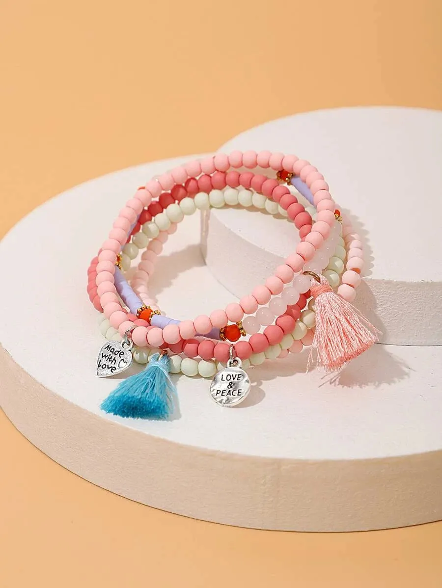 10921 1b-047 set cinco Piezas Pulsera De Cuentas Elástica Con Adorno