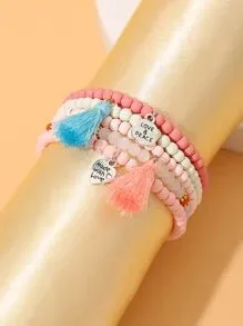 10921 1b-047 set cinco Piezas Pulsera De Cuentas Elástica Con Adorno