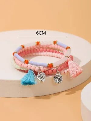 10921 1b-047 set cinco Piezas Pulsera De Cuentas Elástica Con Adorno