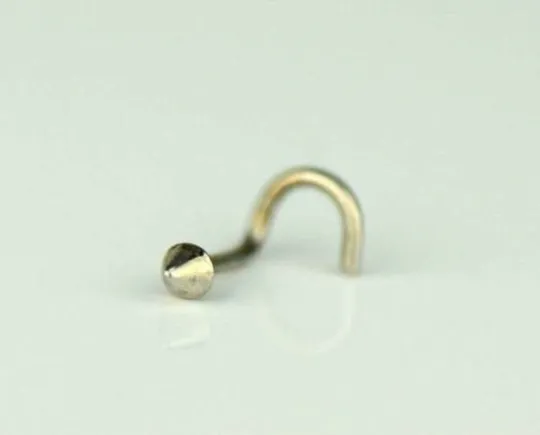 14k Yellow/White Gold Spike Nose Piercing Stud Nose Ring / Body Jewelry for Womens Nose Ring / Aretes para la Nariz en Oro Solido 14K