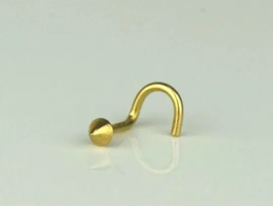 14k Yellow/White Gold Spike Nose Piercing Stud Nose Ring / Body Jewelry for Womens Nose Ring / Aretes para la Nariz en Oro Solido 14K