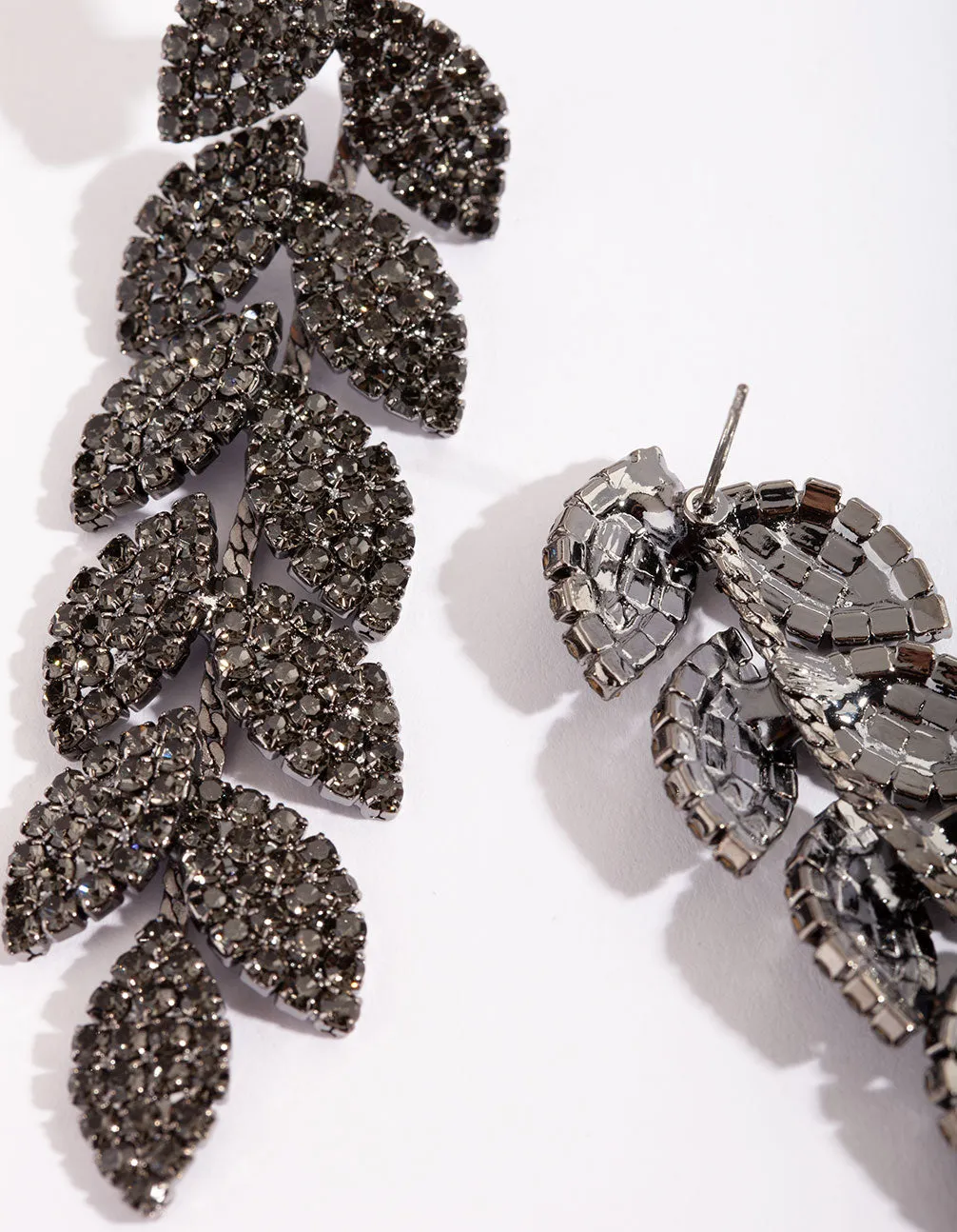 Black Gemstone Vine Drop Earrings