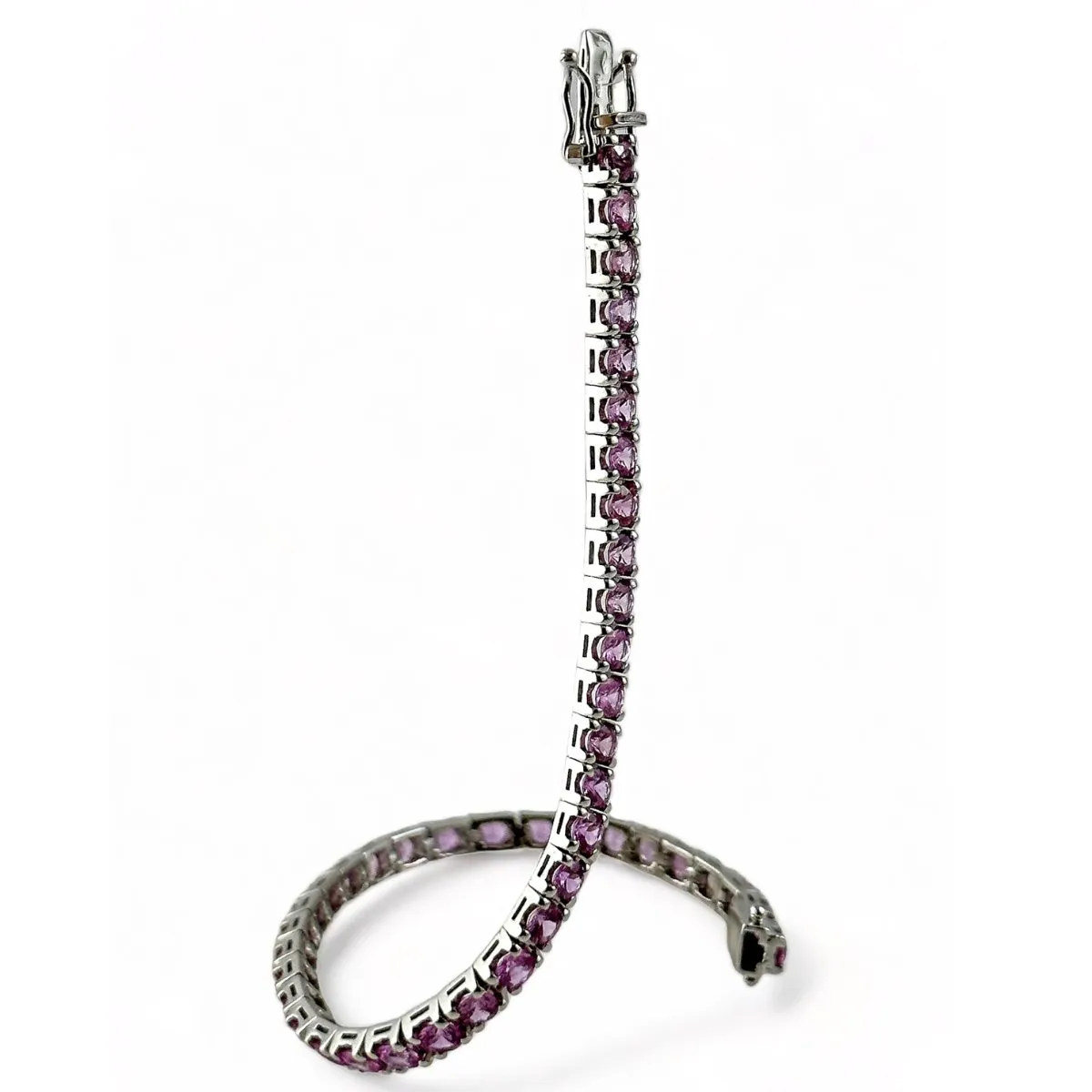 Bracciale tennis in oro e zaffiri rosa