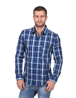 Camisas Hombre Slim Fit Manga Larga Cuadros 2 B25114