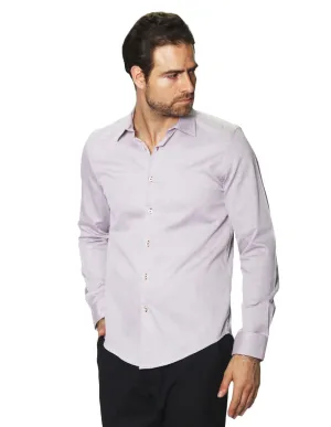Camisas Para Hombre Manga Larga Micro Cuadros Jackard B45305 Vino