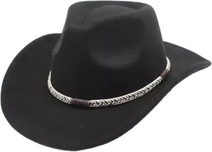 Classic Western Felt Cowboy Cowgirl Hat for Women Men, Outdoor Fedora Hats Wide Brim Cowgirl Hats with Belt Buckle