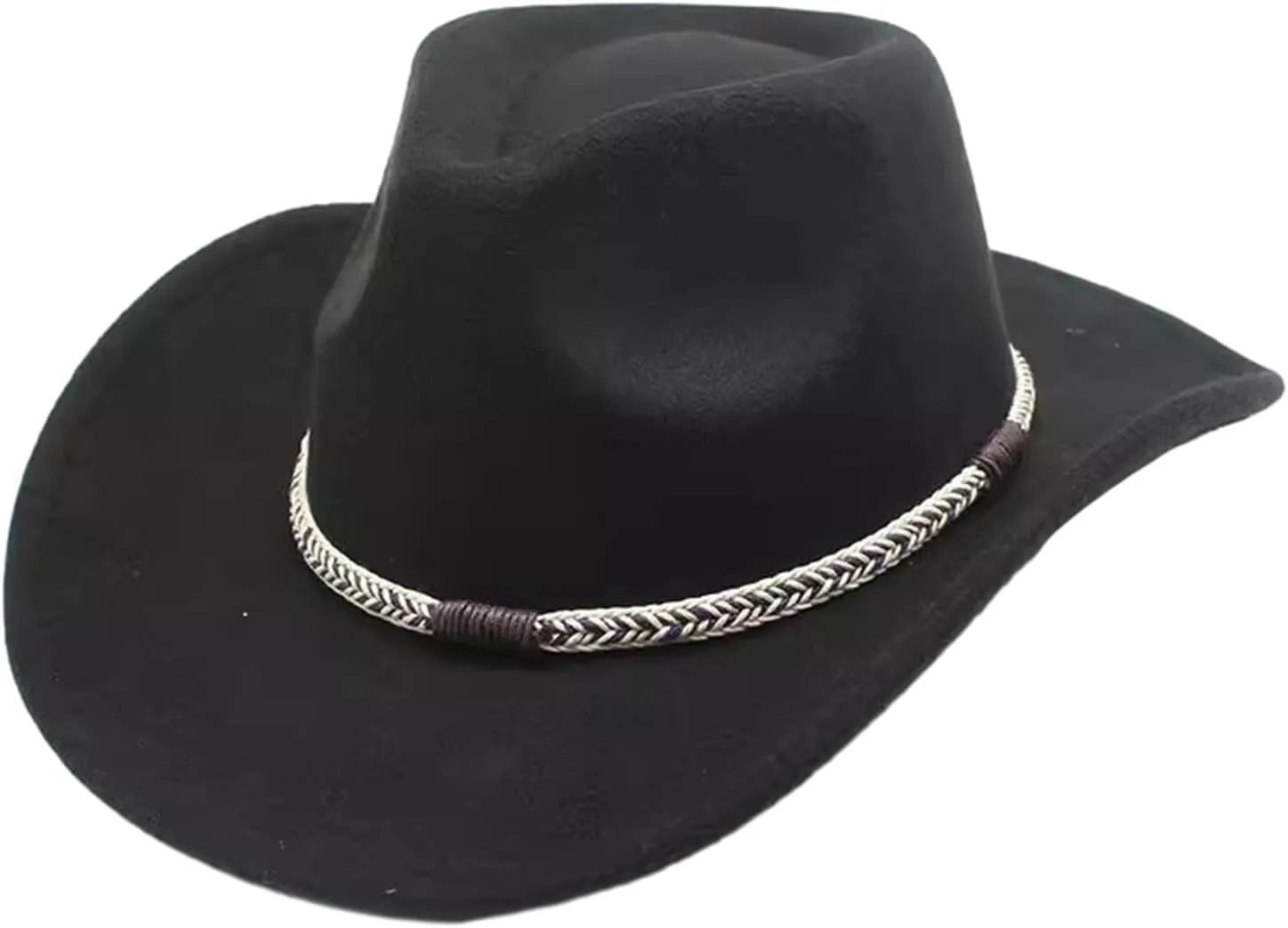Classic Western Felt Cowboy Cowgirl Hat for Women Men, Outdoor Fedora Hats Wide Brim Cowgirl Hats with Belt Buckle