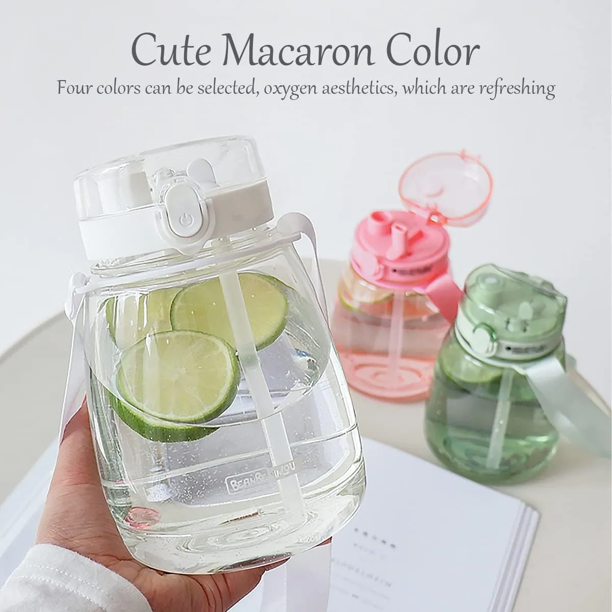 Clear Water Bottles with Straw 45oz Large Water Jug for Schools/Adults Aesthetic Girls Water Bottles for Gym/Sport/Motivational White Reusable Water Bottle