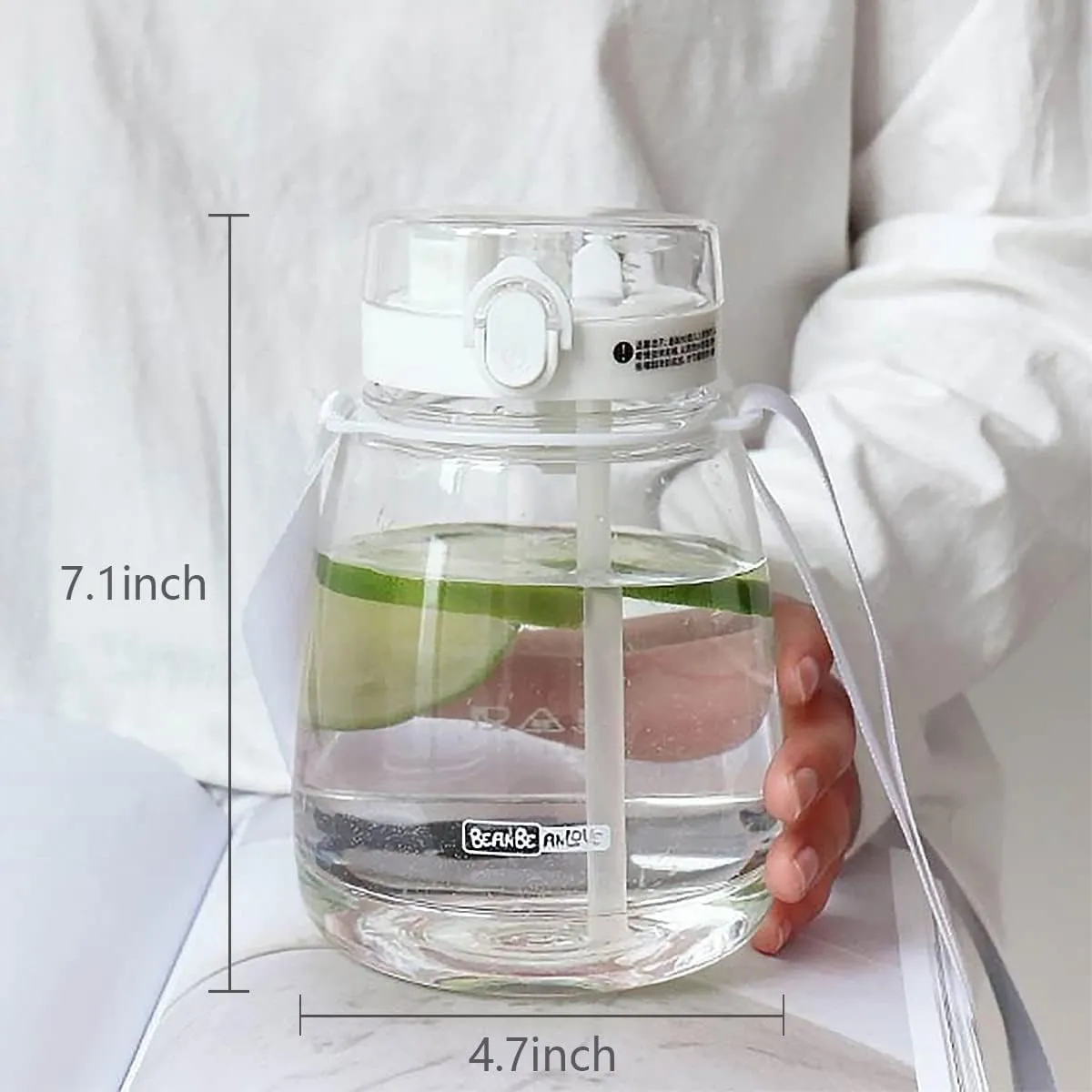 Clear Water Bottles with Straw 45oz Large Water Jug for Schools/Adults Aesthetic Girls Water Bottles for Gym/Sport/Motivational White Reusable Water Bottle
