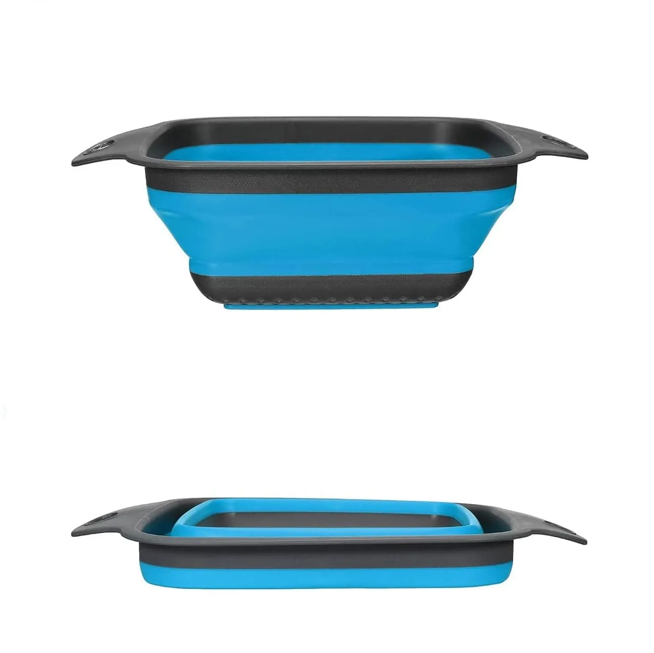 Colador Plegable De Silicona, Color Azul.