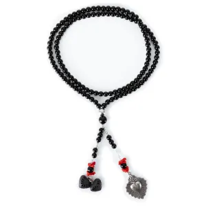 Collar con cuentas de barro negro - Modelo CORAZÓN DE FUEGO