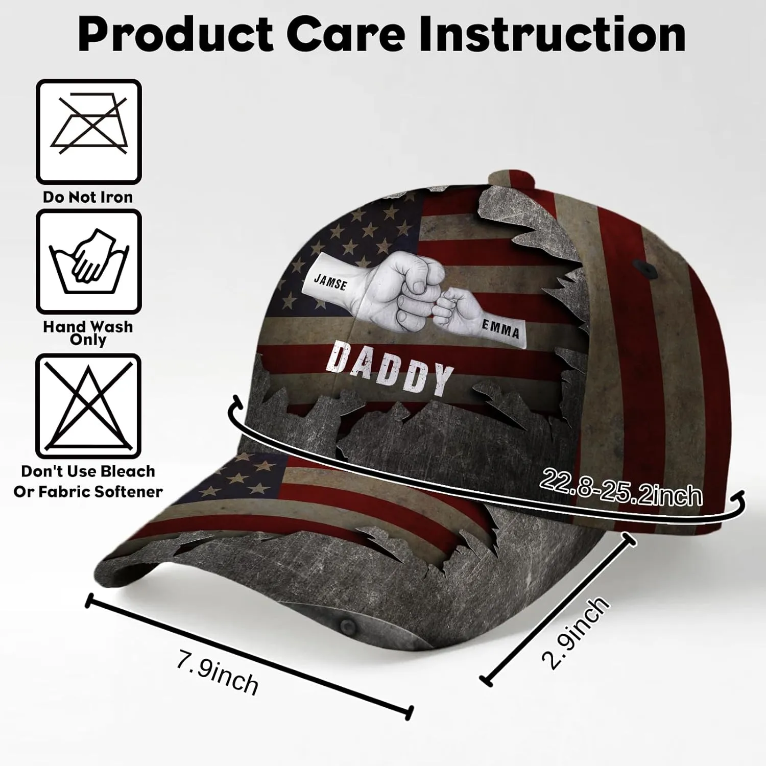 Custom Dad Hats Personalized Dad Baseball Cap with Names Fathers Day Hats Gifts for Dad Daddy Grandpa Men Husband