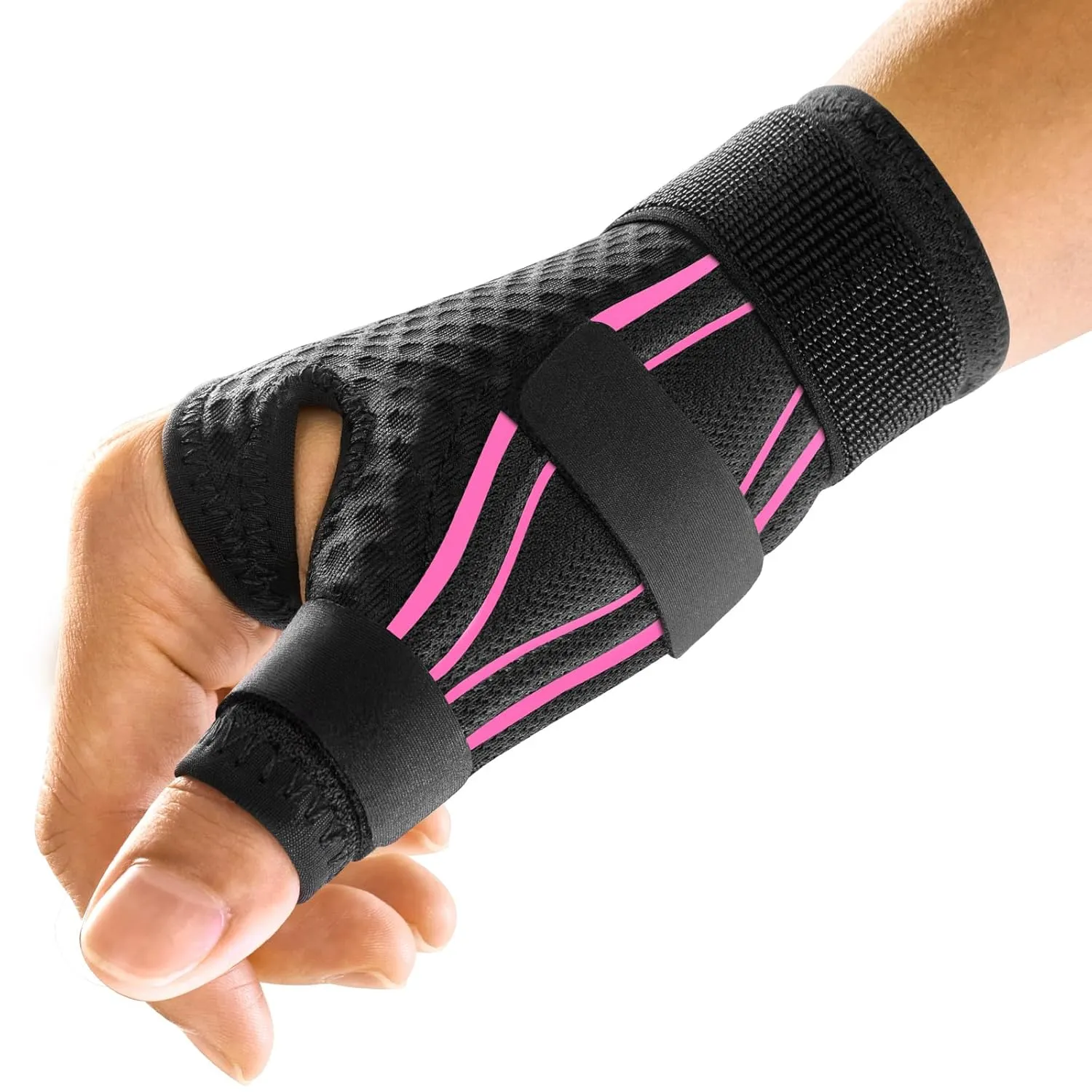 FREETOO Ergonomical Thumb Brace Right Hand or Left Hand for Arthritis Pain and Support,Thumb Splint for Trigger Thumb, Thumb Support for De Quervains Tenosynovitis, CMC Pain Relief (S/M Pink/Black)