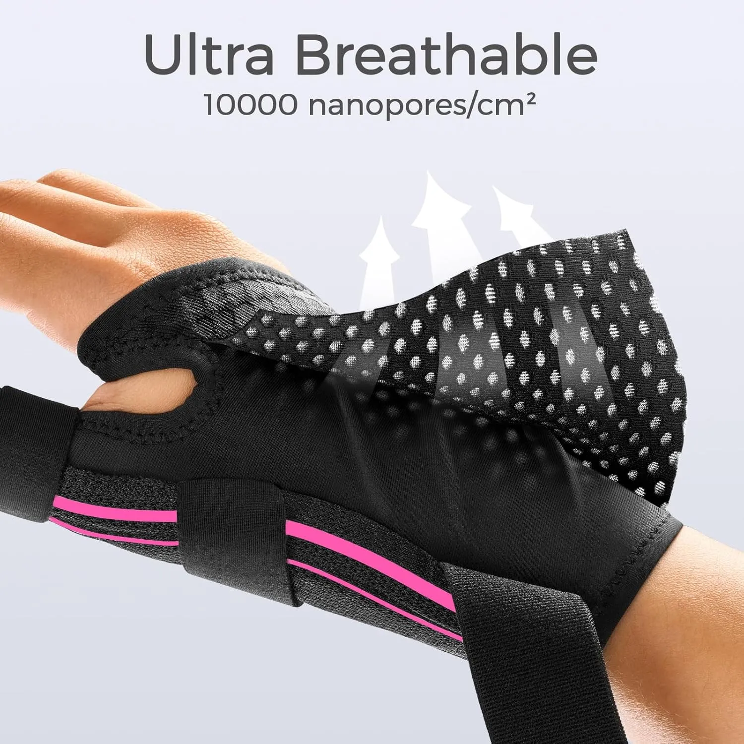 FREETOO Ergonomical Thumb Brace Right Hand or Left Hand for Arthritis Pain and Support,Thumb Splint for Trigger Thumb, Thumb Support for De Quervains Tenosynovitis, CMC Pain Relief (S/M Pink/Black)