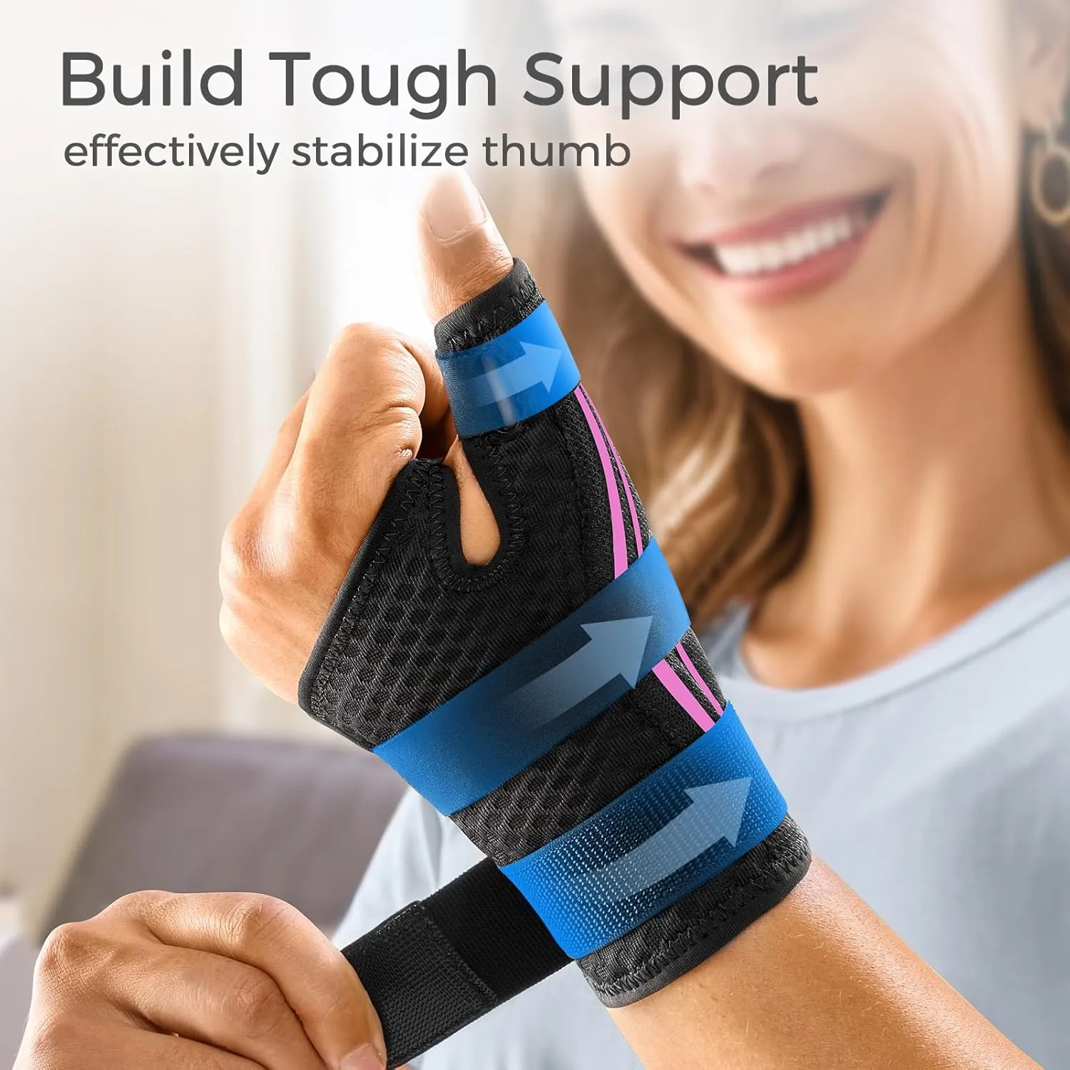 FREETOO Ergonomical Thumb Brace Right Hand or Left Hand for Arthritis Pain and Support,Thumb Splint for Trigger Thumb, Thumb Support for De Quervains Tenosynovitis, CMC Pain Relief (S/M Pink/Black)