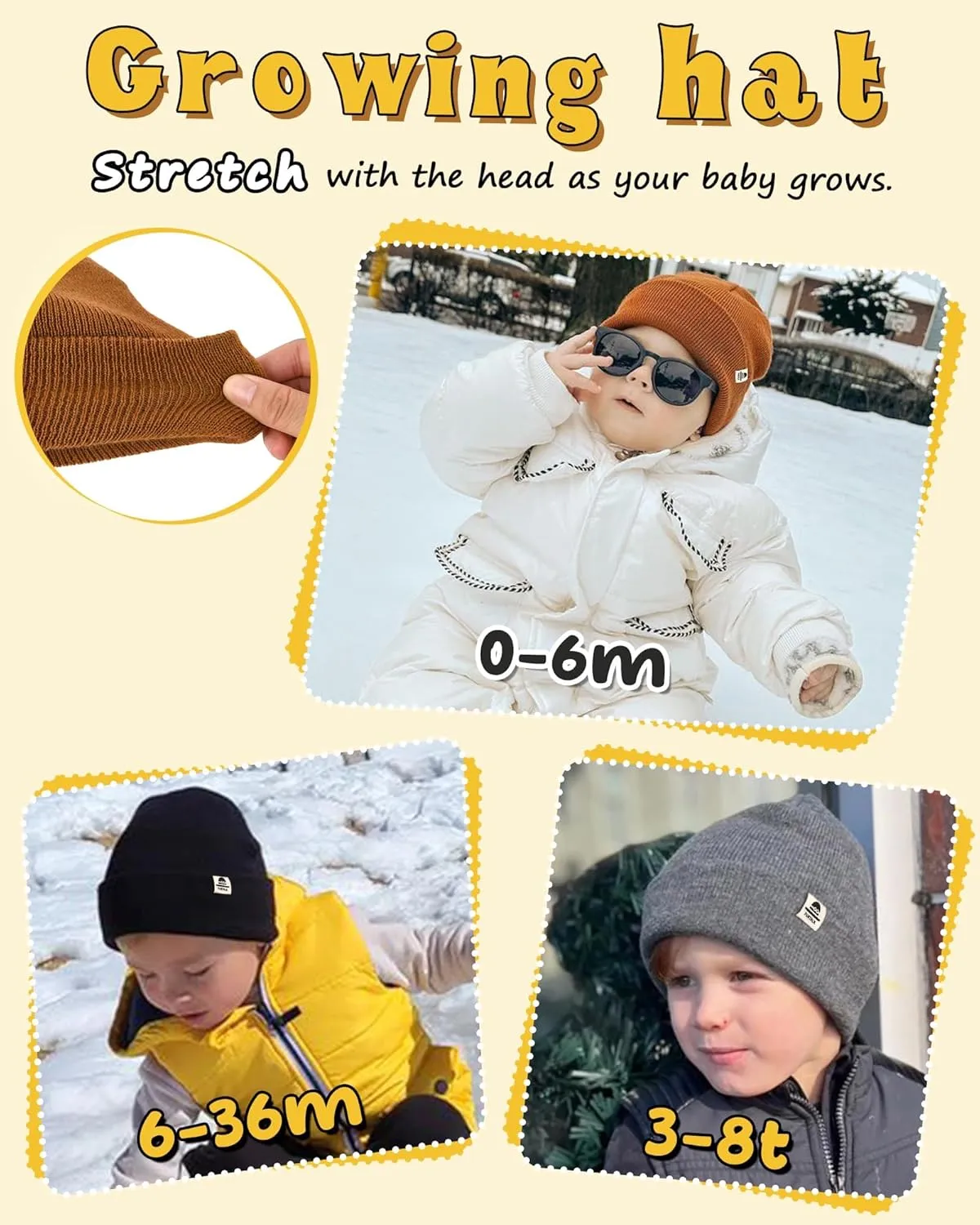 FURTALK Baby Beanie Fleece Lined Toddler Winter Hat Boys Girls Knit Warm Beanies Kids Ski Hats for 0-8 Years