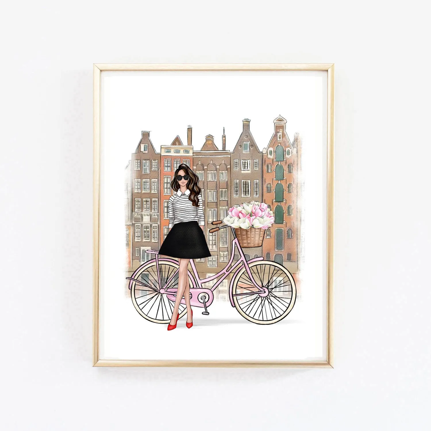 Girl in Amsterdam art print fashion illustration
