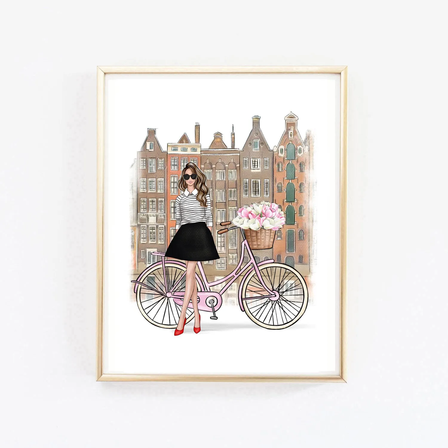 Girl in Amsterdam art print fashion illustration