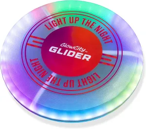 GlowCity Glider LED Glow-in-The-Dark Flying Disc  Bright, Rechargeable, Durable, Water-Resistant, 12 Color Modes, Perfect for Evenings and Night Time, Outdoor Fun, and a Great Gift for All Ages