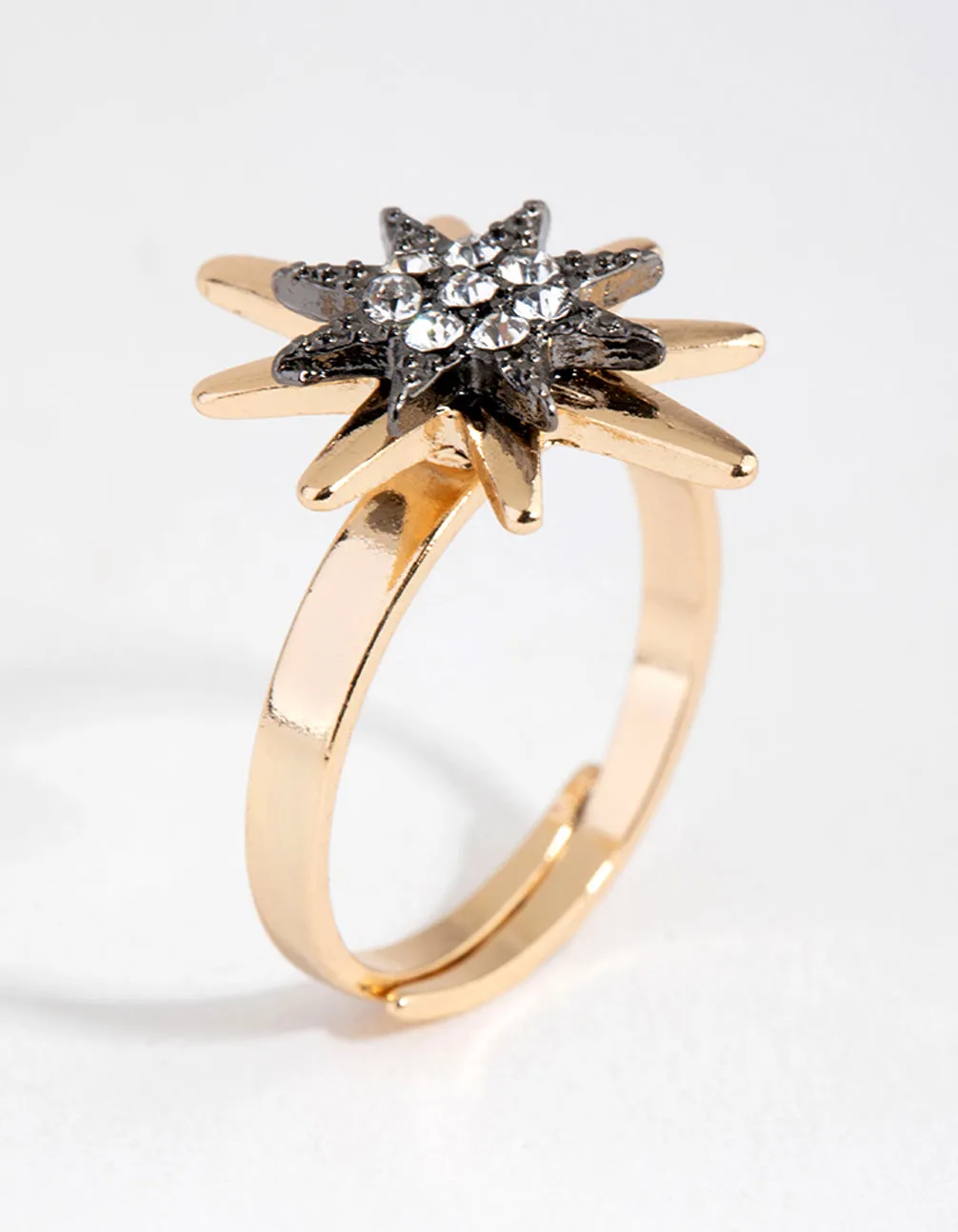 Gold Diamante Starbust Ring