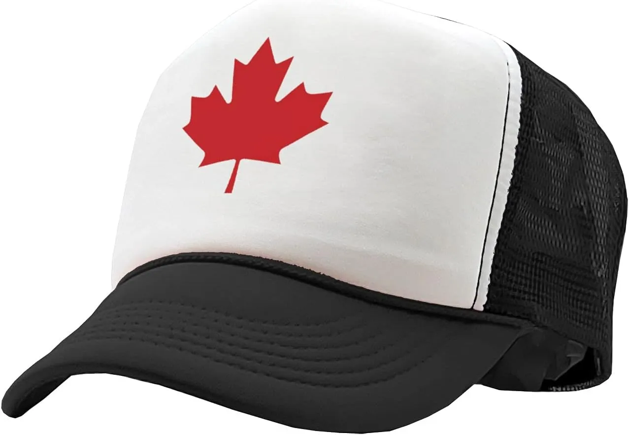 Gooder Tees - Canadian Maple Leaf - O Canada Patriot Pride - Vintage Retro Style Trucker Cap Hat