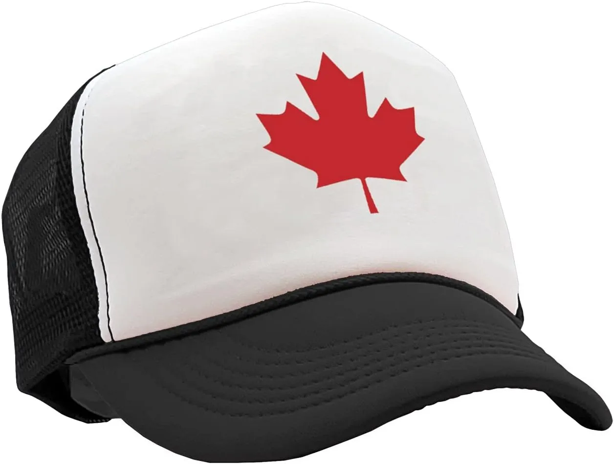 Gooder Tees - Canadian Maple Leaf - O Canada Patriot Pride - Vintage Retro Style Trucker Cap Hat