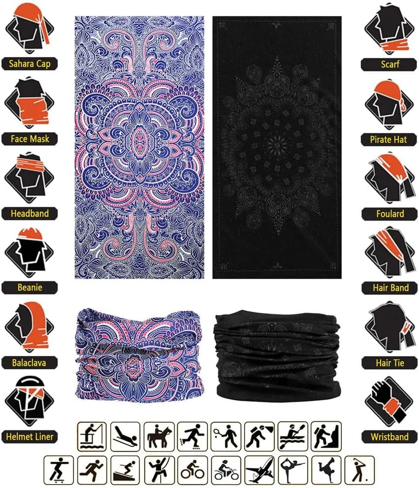Headband Neck Gaiter Head Wrap Headwear Face Mask Magic Scarf Bandana for Men and Women