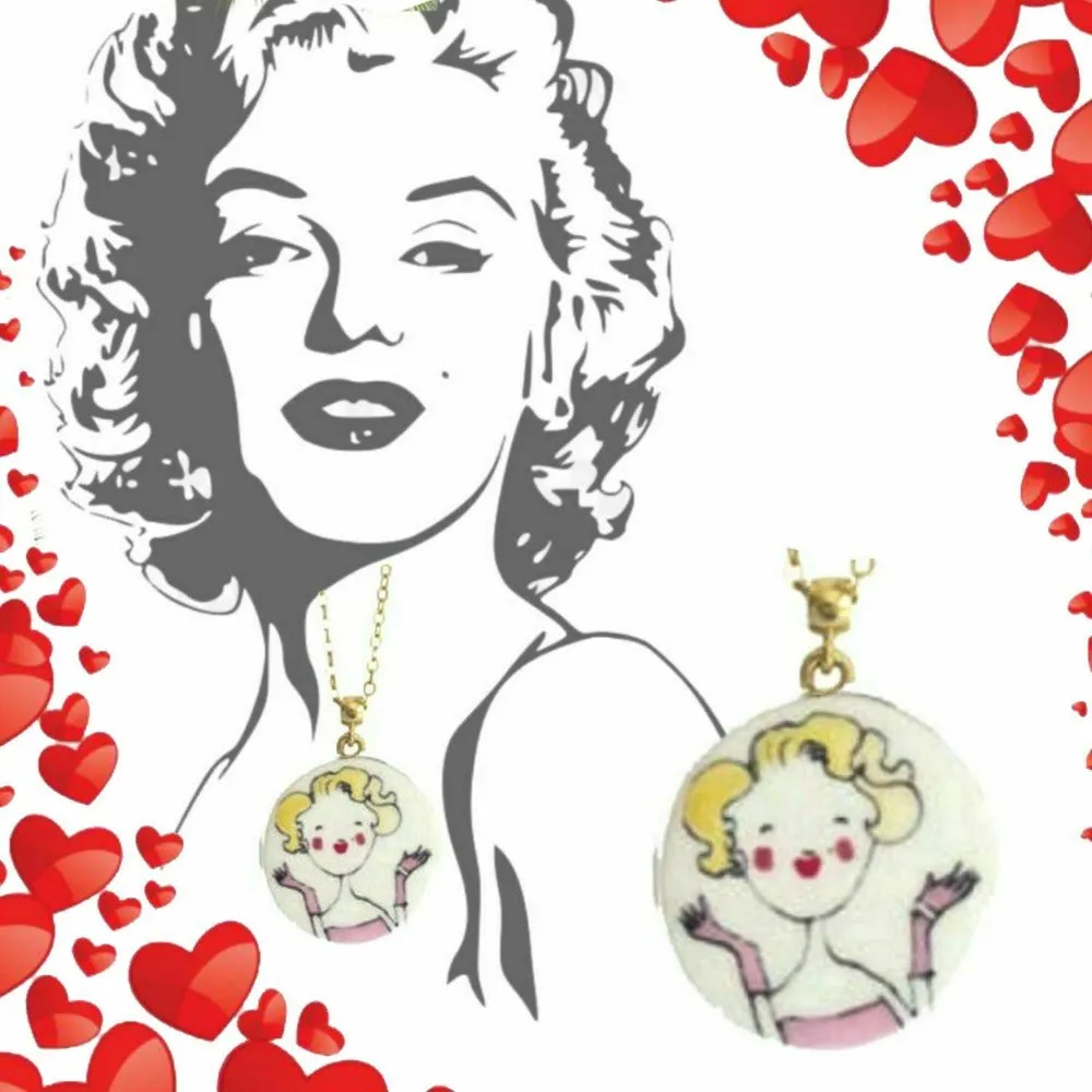 Manitas De Plata Collana Marilyn Monroe 36cm In Porcellana