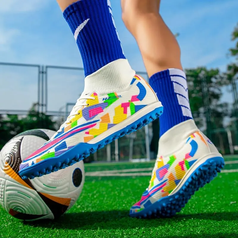 Men's Soccer Shoes Football Cleats High-Tops Lace-Up Non-Slip Spikes Outdoor AG/FG Baseball Lacrosse Rugby Combat Boots Shoes Size 4.5-11