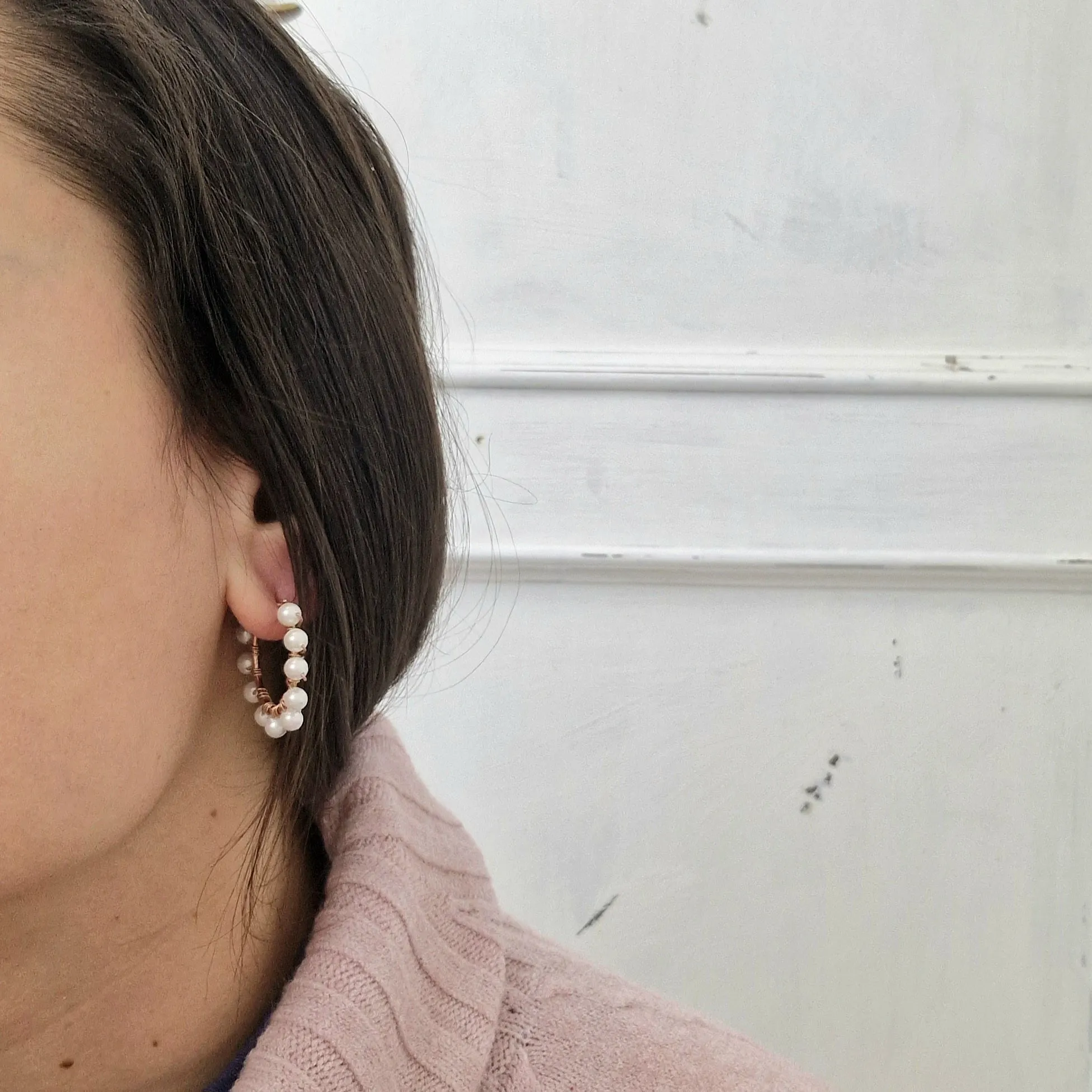 Orecchini argento925 oro rosa e perle