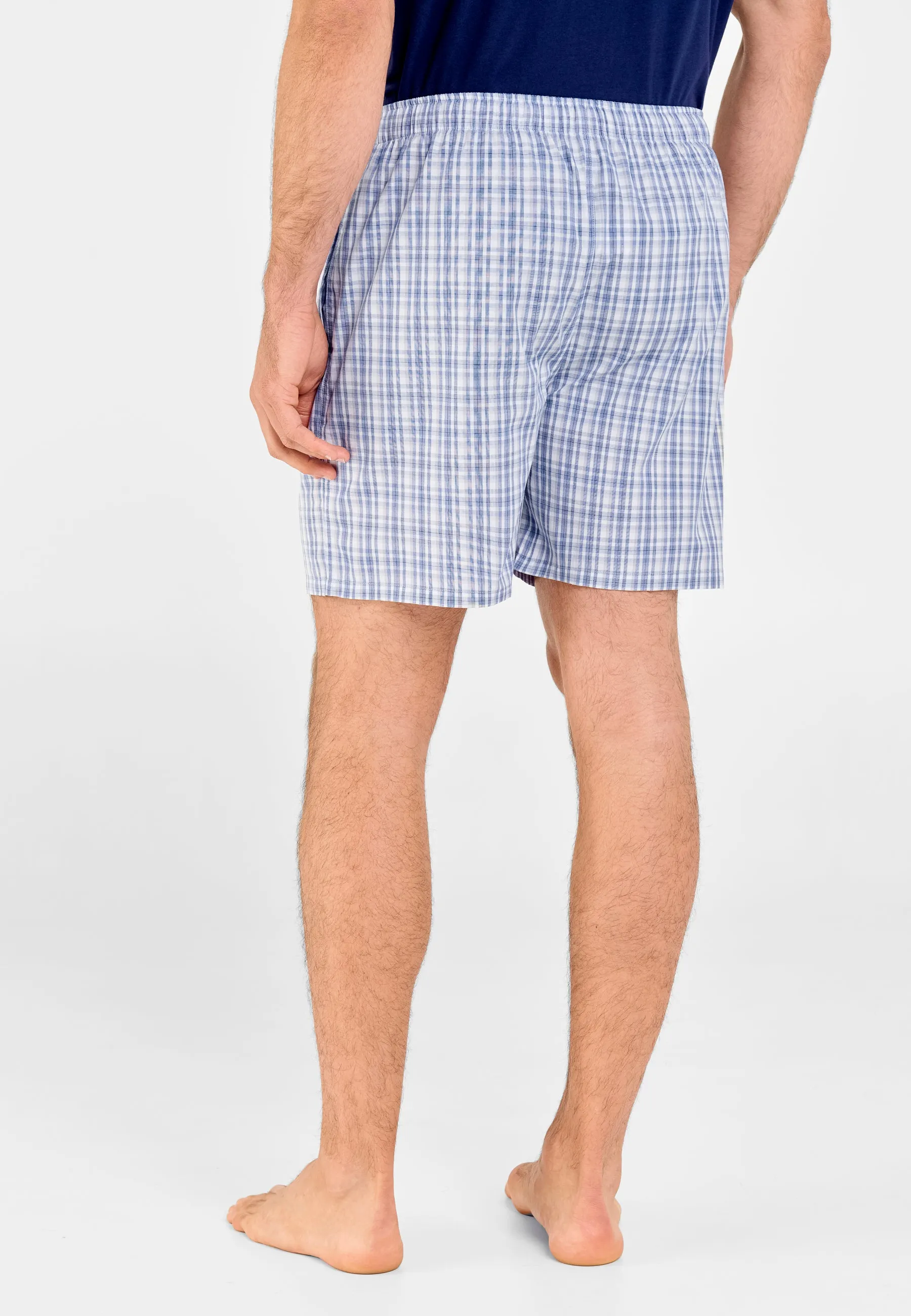 Pantalón Pijama Hombre Corto Algodón Popelín Cuadros - Azul 8504_30