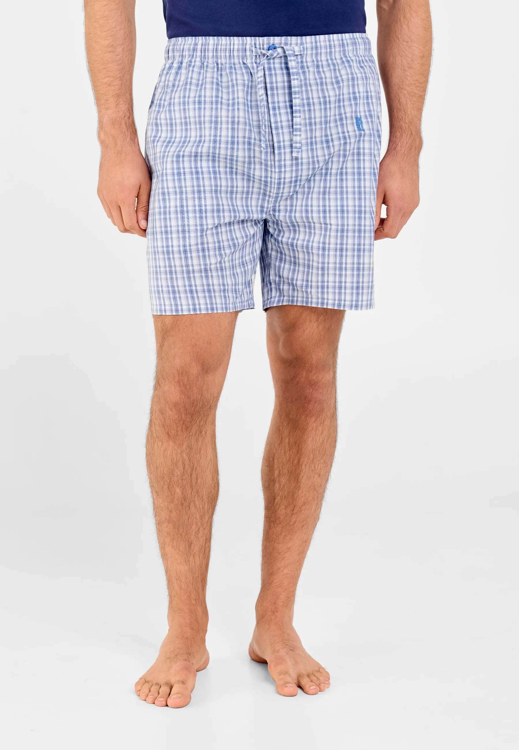 Pantalón Pijama Hombre Corto Algodón Popelín Cuadros - Azul 8504_30