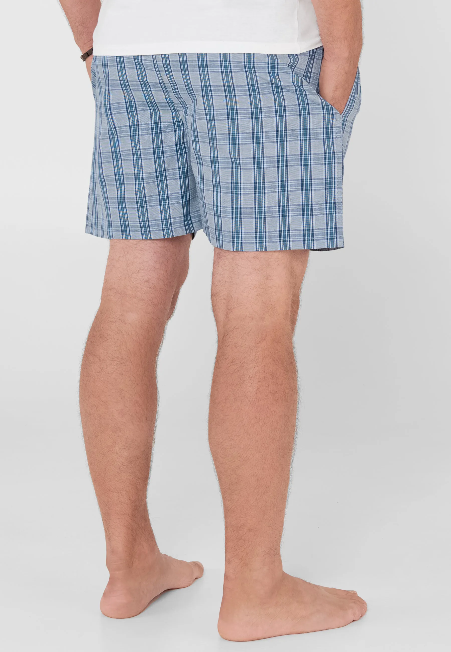 Pantalón Pijama Hombre Corto Algodón Popelín Cuadros - Verde 8502_44