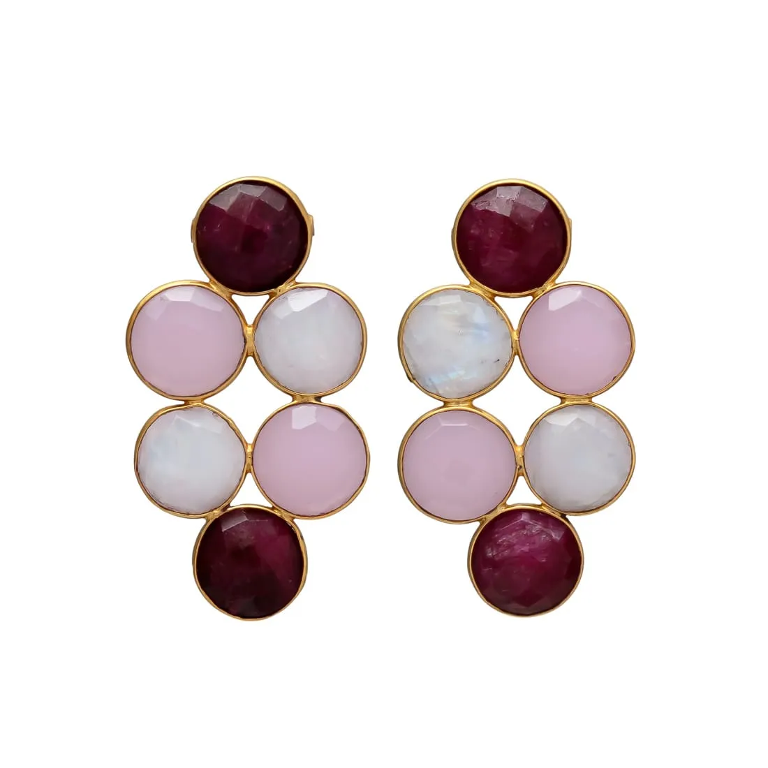 Pendientes con piedras Circus Granate, Rosa y Luna