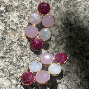 Pendientes con piedras Circus Granate, Rosa y Luna