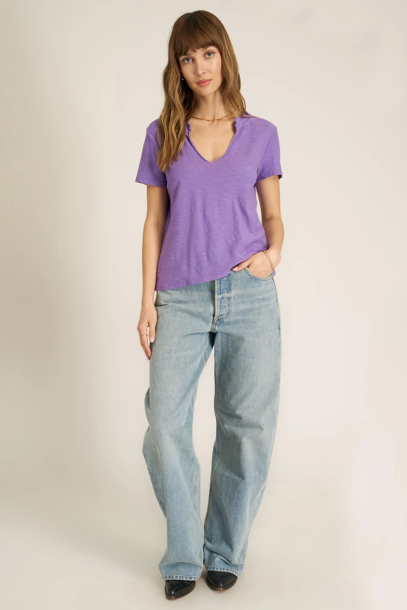 Plata Notched Tee - French Lilac
