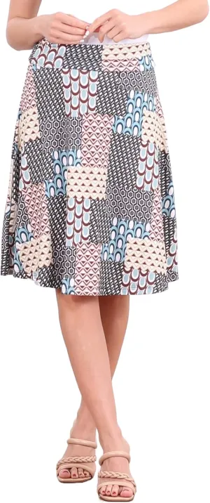 Popana Womens Casual Knee Length A-Line Stretch Midi Skirt Plus Size