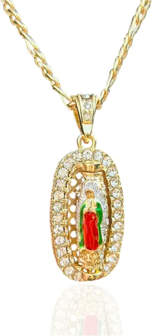 Saint Jude Tadio Necklace Diamond 18K gold plated Saint Jude Tadio Necklace Saint Jude Medallion (Swivelable) On the reverse side is the Virgin Mary pendant
