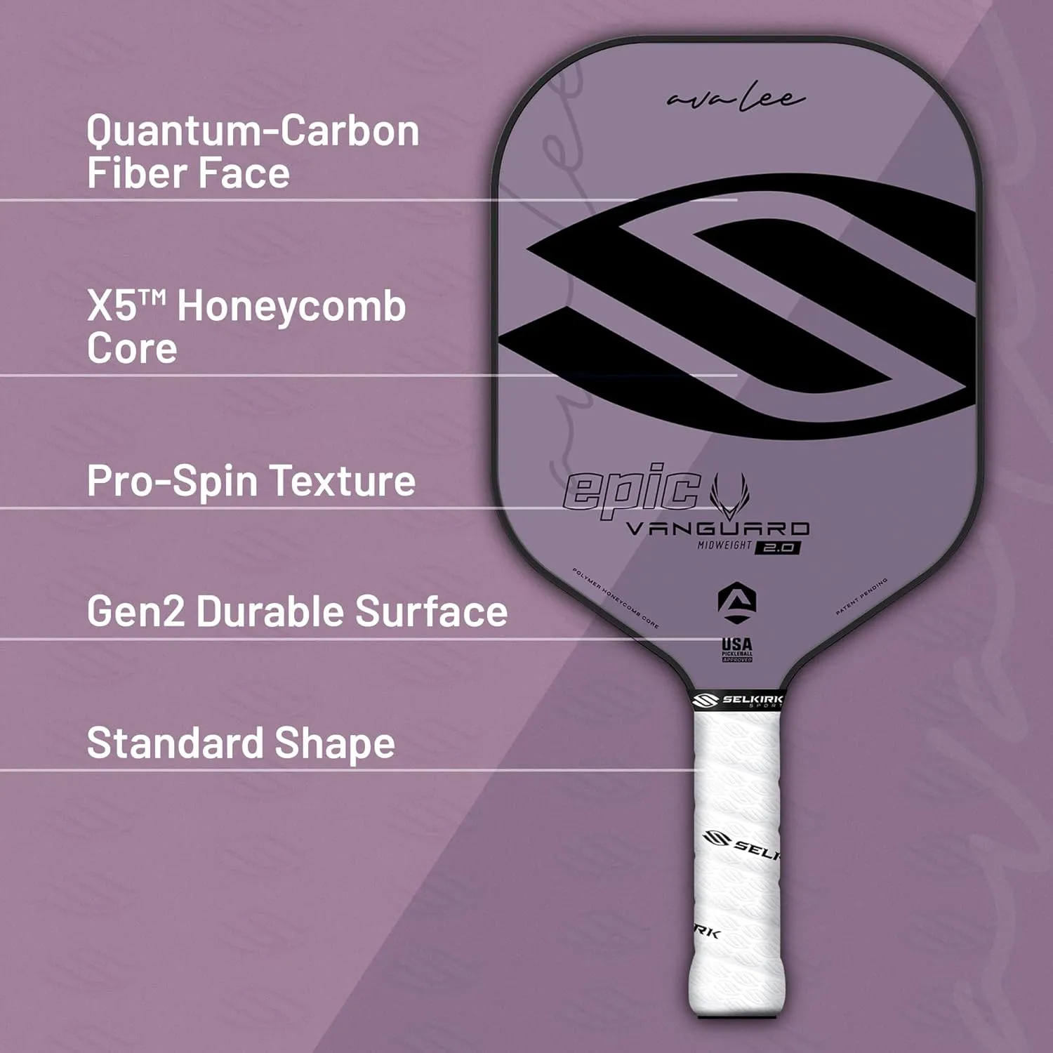 Selkirk Sport Vanguard Hybrid Pickleball Paddle | Carbon Fiber Pickleball Paddle with a Polypropylene X5 Core | Pickleball Rackets