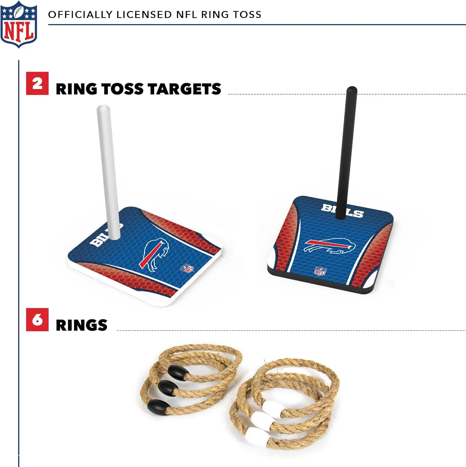 Solid Wood NFL Quoits Set with Direct Print HD Team Graphics  Tailgate Ring Toss Game  Great Gift for Any Football Fan! Ring Toss Family Outdoor Games for The Beach