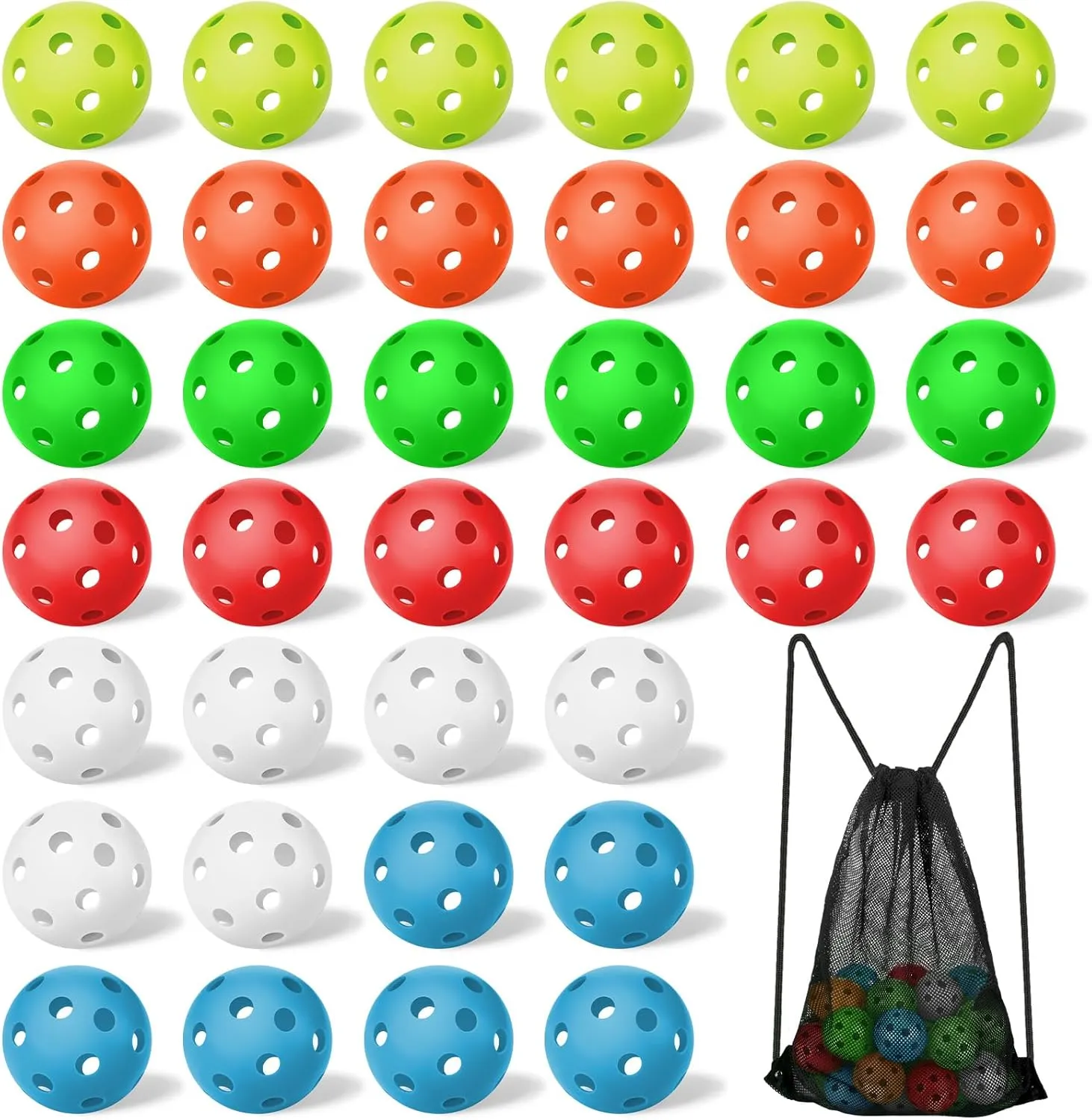 Tanlade 36 Pack Baseball Practice Balls Plastic Training Balls Lightweight Hollow Softballs with a Drawstring Bag for Hitting, 2.91 in Baseball Batting Training Pitching Indoor Outdoor Use