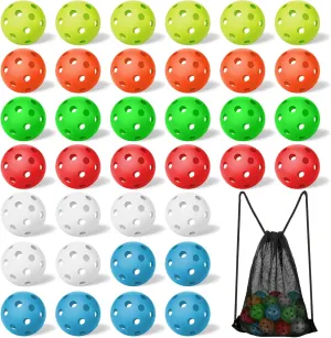 Tanlade 36 Pack Baseball Practice Balls Plastic Training Balls Lightweight Hollow Softballs with a Drawstring Bag for Hitting, 2.91 in Baseball Batting Training Pitching Indoor Outdoor Use