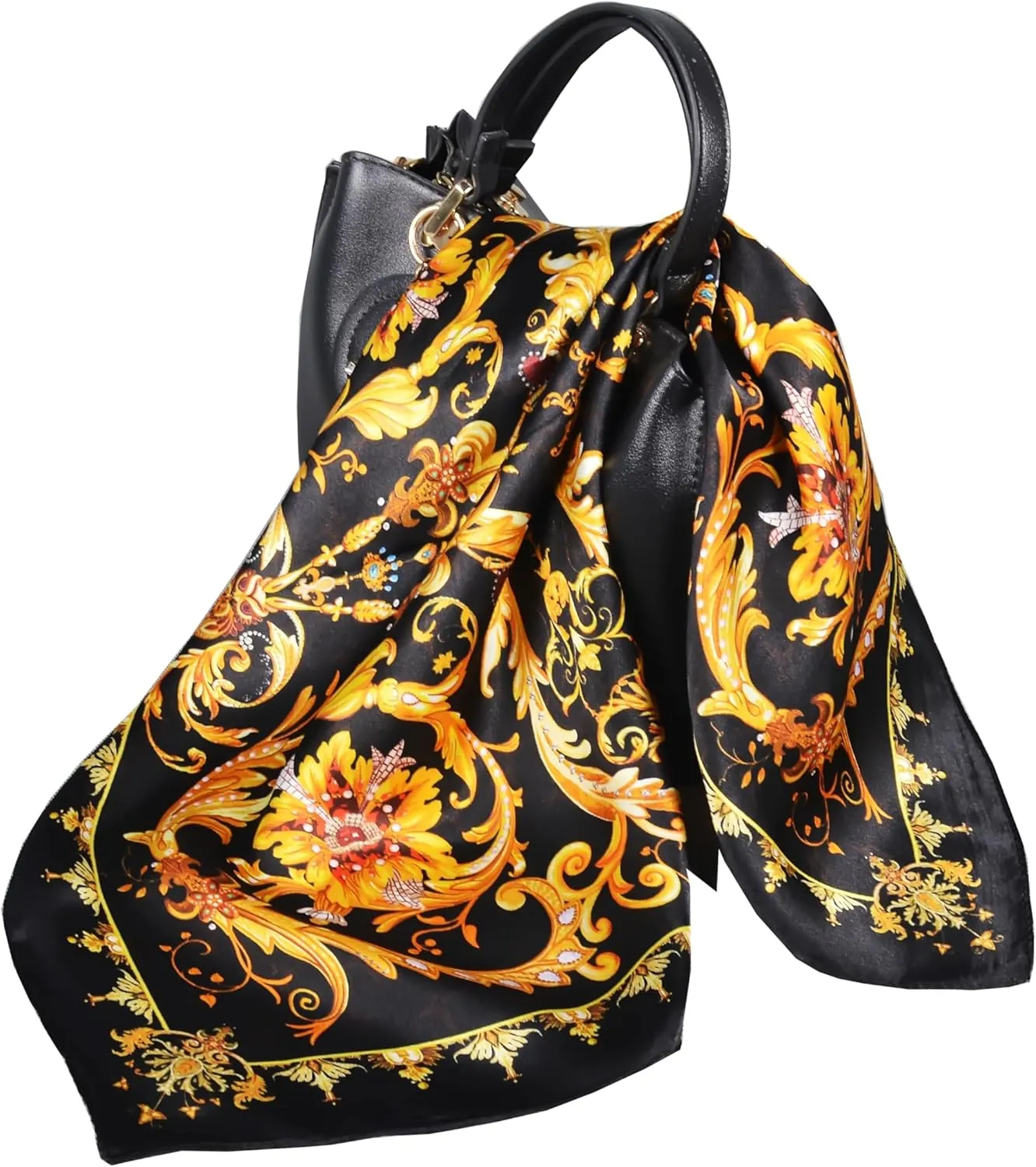 Women 100% Mulberry Silk Neck Scarf Lightweight Digital Print Small Square Scarfs- Neckerchief Gift Packing 21"*21"