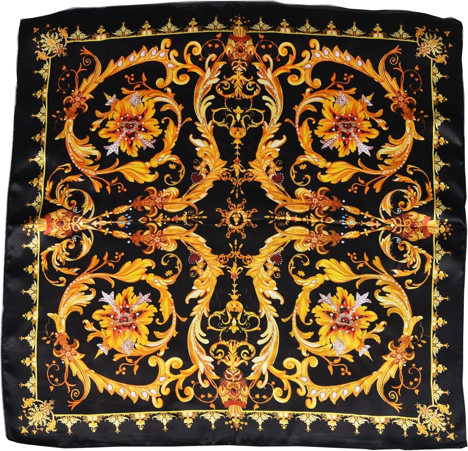 Women 100% Mulberry Silk Neck Scarf Lightweight Digital Print Small Square Scarfs- Neckerchief Gift Packing 21"*21"