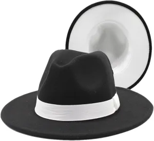 Women Woolen Fedora Vintage Ladies Panama Hats Men Solid Wide Brim Wedding Jazz Top Hats