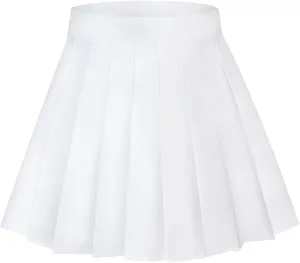 Womens Girl High Waisted Pleated Tennis Skirt A-Line Mini Skirt Uniform Athletic Cheerleader Skirt with Lining Short