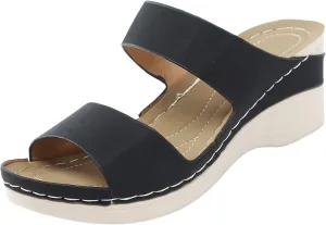 Women's Wedge Sandals Comfortable Orthopedic Sandalias Open Toe Slip on Platform Slides High Heeled Summer Shoes